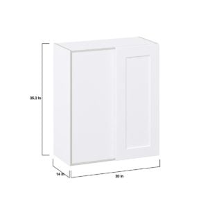 Jasmine Painted Warm White  Shaker Assembled Wall Blind Corner  Cabinet (30 in. W X 35 in. H X 14 in. D)