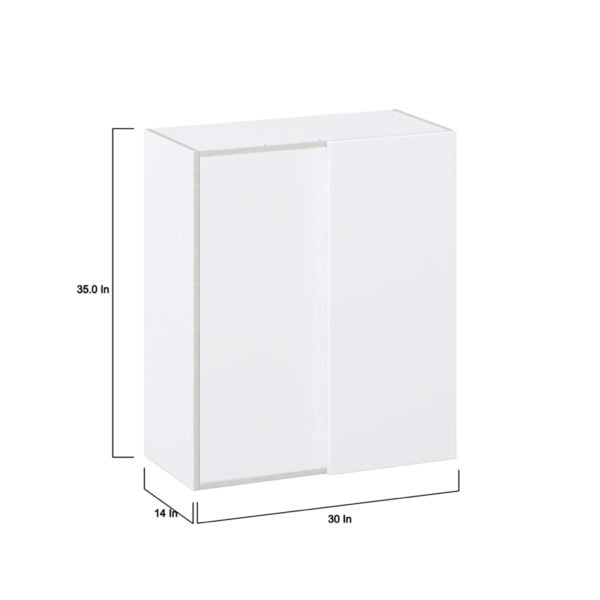 Lily Bright White  Slab Assembled Wall Blind Corner  Cabinet (30 in. W X 35 in. H X 14 in. D)