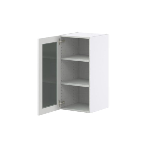 Magnolia Painted Bright White Assembled Wall  Cabinet with a Full High Glass Door (15 in. W x 30 in. H x 14 in. D)