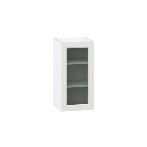 Magnolia Painted Bright White Assembled Wall  Cabinet with a Full High Glass Door (15 in. W x 30 in. H x 14 in. D)