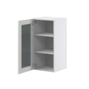 Wisteria Painted Light Gray  Assembled Wall  Cabinet with a Full High Glass Door (15 in. W x 30 in. H x 14 in. D)