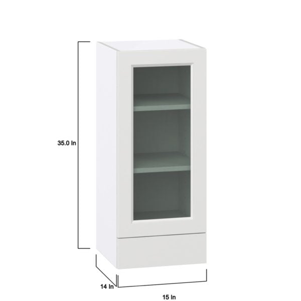 Magnolia Painted Bright White Assembled Wall  Cabinet with a Glass Door and a 5 in. Drawer (15 in. W x 35 in. H x 14 in. D)