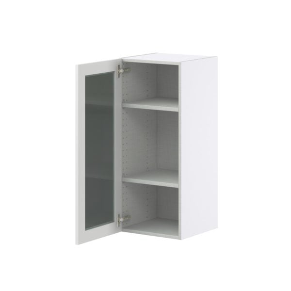 Magnolia Painted Bright White Assembled Wall  Cabinet with a Full High Glass Door (15 in. W x 35 in. H x 14 in. D)