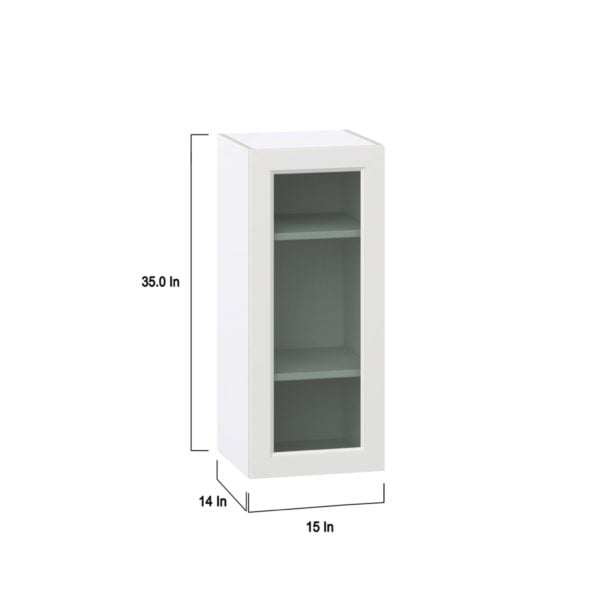 Magnolia Painted Bright White Assembled Wall  Cabinet with a Full High Glass Door (15 in. W x 35 in. H x 14 in. D)