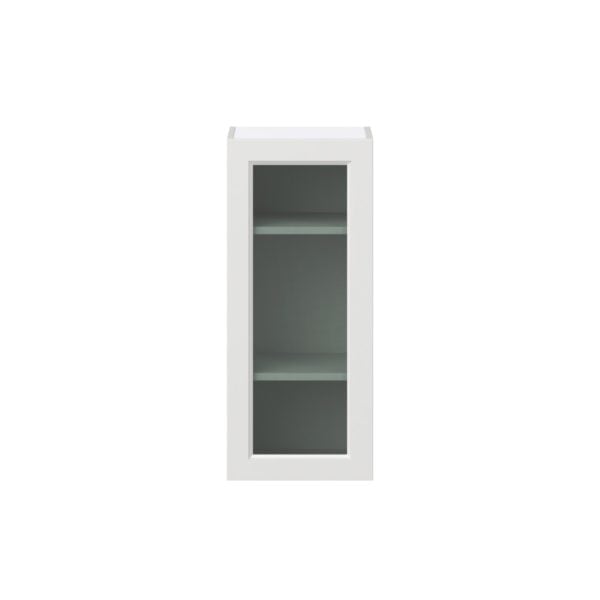 Magnolia Painted Bright White Assembled Wall  Cabinet with a Full High Glass Door (15 in. W x 35 in. H x 14 in. D)