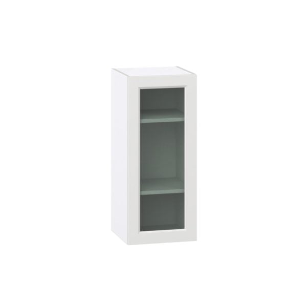 Magnolia Painted Bright White Assembled Wall  Cabinet with a Full High Glass Door (15 in. W x 35 in. H x 14 in. D)