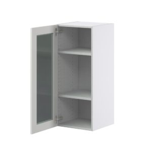 Wisteria Painted Light Gray  Assembled Wall  Cabinet with a Full High Glass Door (15 in. W x 35 in. H x 14 in. D)