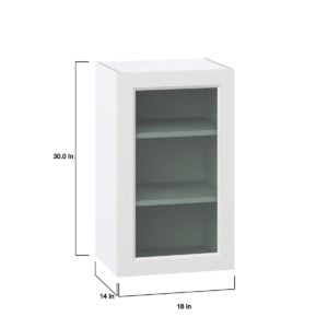 Magnolia Painted Bright White Assembled Wall  Cabinet with a Full High Glass Door (18 in. W x 30 in. H x 14 in. D)