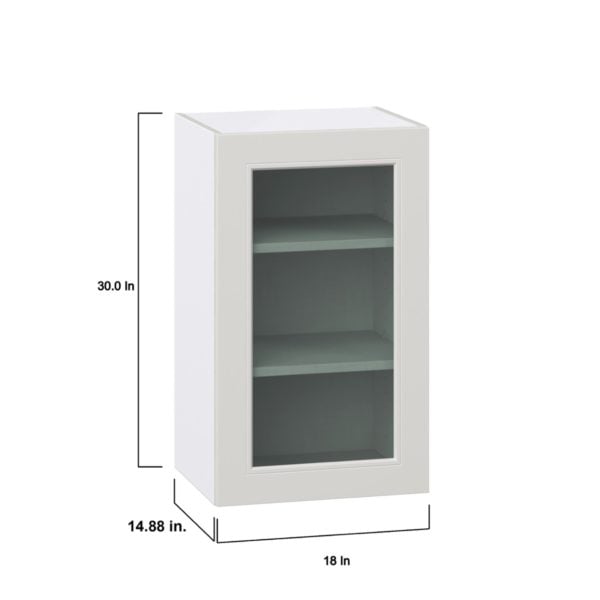 Wisteria Painted Light Gray  Assembled Wall  Cabinet with a Full High Glass Door (18 in. W x 30 in. H x 14 in. D)