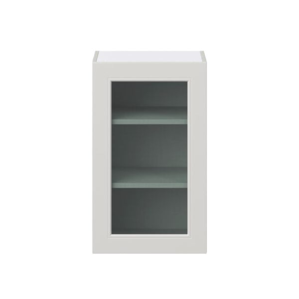 Wisteria Painted Light Gray  Assembled Wall  Cabinet with a Full High Glass Door (18 in. W x 30 in. H x 14 in. D)