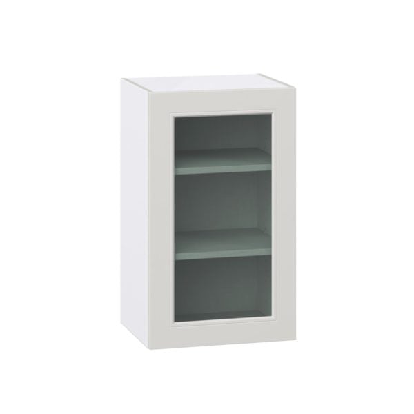 Wisteria Painted Light Gray  Assembled Wall  Cabinet with a Full High Glass Door (18 in. W x 30 in. H x 14 in. D)