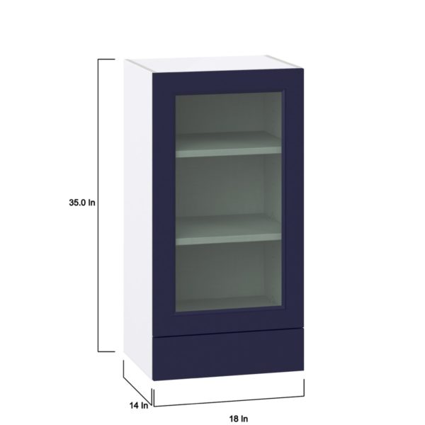 Camellia Painted Midnight Blue Assembled Wall  Cabinet with a Glass Door and a 5 in. Drawer (18 in. W x 35 in. H x 14 in. D)