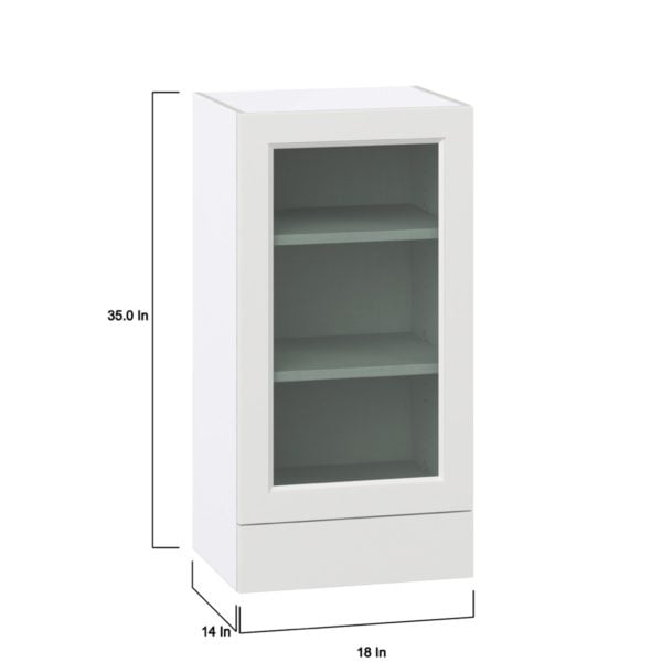 Magnolia Painted Bright White Assembled Wall  Cabinet with a Glass Door and a 5 in. Drawer (18 in. W x 35 in. H x 14 in. D)