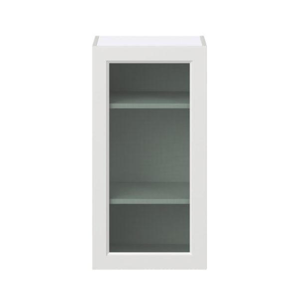 Magnolia Painted Bright White Assembled Wall  Cabinet with a Full High Glass Door (18 in. W x 35 in. H x 14 in. D)