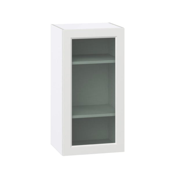 Magnolia Painted Bright White Assembled Wall  Cabinet with a Full High Glass Door (18 in. W x 35 in. H x 14 in. D)