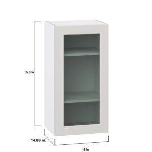 Wisteria Painted Light Gray  Assembled Wall  Cabinet with a Full High Glass Door (18 in. W x 35 in. H x 14 in. D)