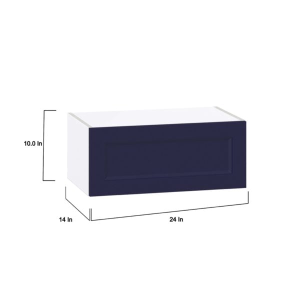 Camellia Painted Midnight Blue Recessed Assembled Wall Bridge  Cabinet with Lift Up Door (24 in. W X 10 in. H X 14 in. D)