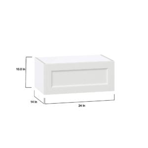 Magnolia Painted Bright White Recessed Assembled Wall Bridge  Cabinet with Lift Up Door (24 in. W X 10 in. H X 14 in. D)