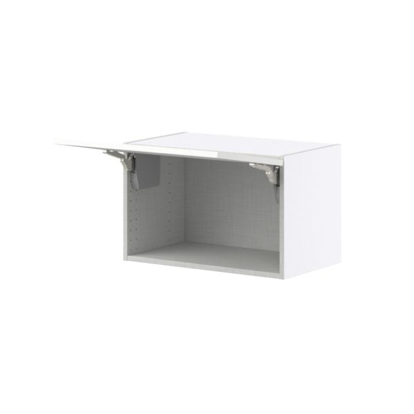 Magnolia Painted Bright White Recessed Assembled Wall Bridge  Cabinet with Lift Up Door (24 in. W X 15 in. H X 14 in. D)