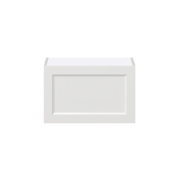 Magnolia Painted Bright White Recessed Assembled Wall Bridge  Cabinet with Lift Up Door (24 in. W X 15 in. H X 14 in. D)