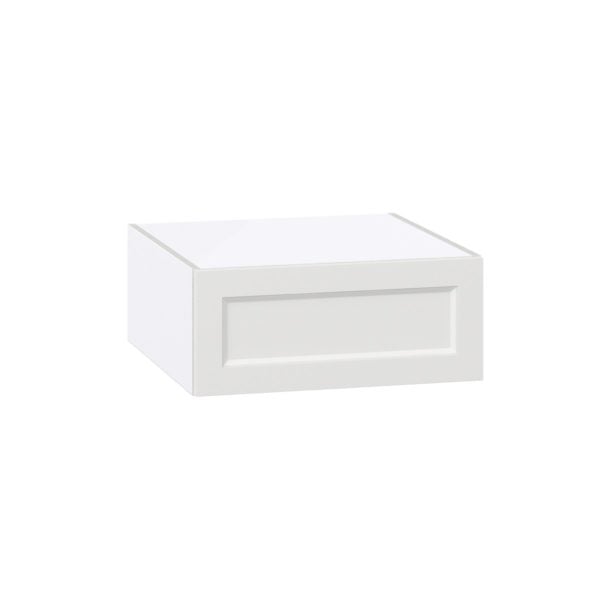 Magnolia Painted Bright White Recessed Assembled Wall Bridge  Cabinet with Lift Up Door (24 in. W X 10 in. H X 24 in. D)