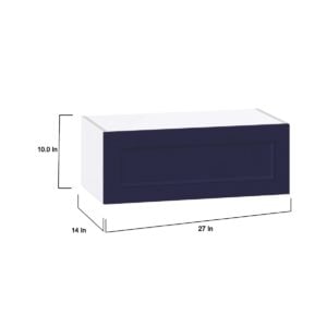 Camellia Painted Midnight Blue Recessed Assembled Wall Bridge Cabinet with Lift Up Door (27 in. W X 10 in. H X 14 in. D)