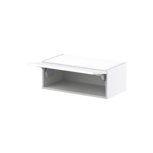 Lily Bright White  Slab Assembled Wall Bridge Cabinet with Lift Up Door (27 in. W X 10 in. H X 14 in. D)