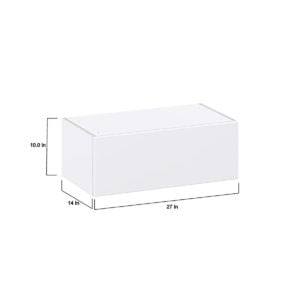 Lily Bright White  Slab Assembled Wall Bridge Cabinet with Lift Up Door (27 in. W X 10 in. H X 14 in. D)