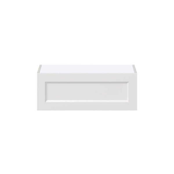 Magnolia Painted Bright White Recessed Assembled Wall Bridge Cabinet with Lift Up Door (27 in. W X 10 in. H X 14 in. D)