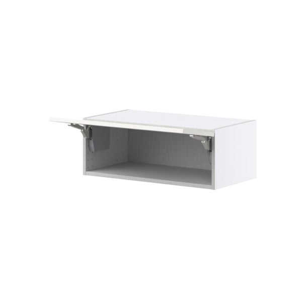 Wisteria Painted Light Gray Recessed Assembled Wall Bridge Cabinet with Lift Up Door (27 in. W X 10 in. H X 14 in. D)