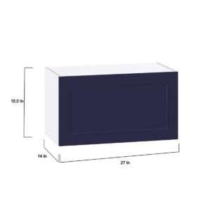 Camellia Painted Midnight Blue Recessed Assembled Wall Bridge Cabinet with Lift Up Door (27 in. W X 15 in. H X 14 in. D)