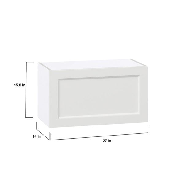 Magnolia Painted Bright White Recessed Assembled Wall Bridge Cabinet with Lift Up Door (27 in. W X 15 in. H X 14 in. D)