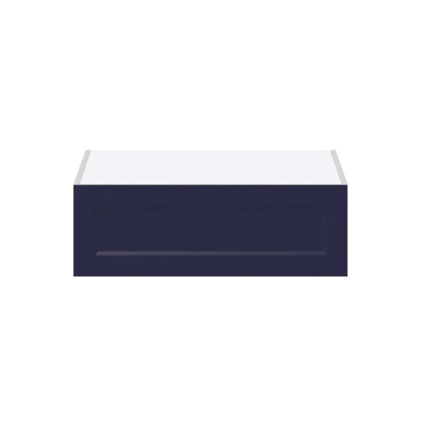 Camellia Painted Midnight Blue Recessed Assembled Deep Wall Bridge Cabinet with Lift Up Door (30 in. W X 10 in. H X 24 in. D)