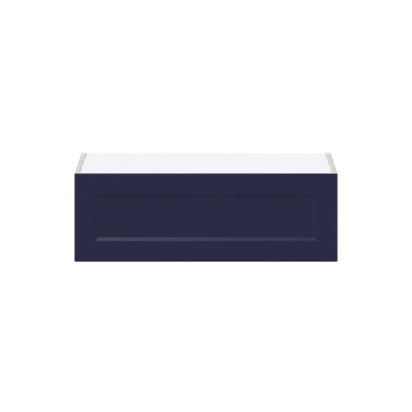 Camellia Painted Midnight Blue Recessed Assembled Wall Bridge Cabinet with Lift Up Door (30 in. W X 10 in. H X 14 in. D)