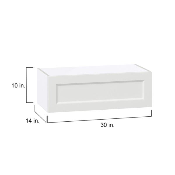 Magnolia Painted Bright White Recessed Assembled Wall Bridge Cabinet with Lift Up Door (30 in. W X 10 in. H X 14 in. D)