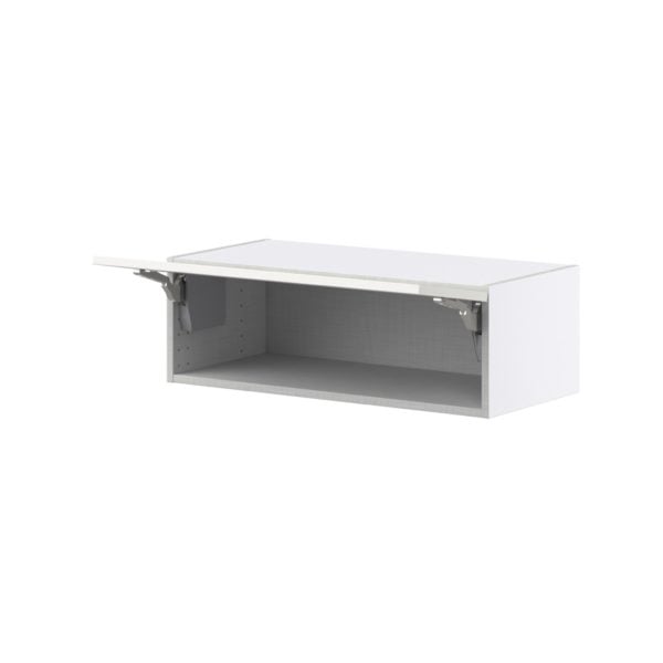 Wisteria Painted Light Gray Recessed Assembled Wall Bridge Cabinet with Lift Up Door (30 in. W X 10 in. H X 14 in. D)