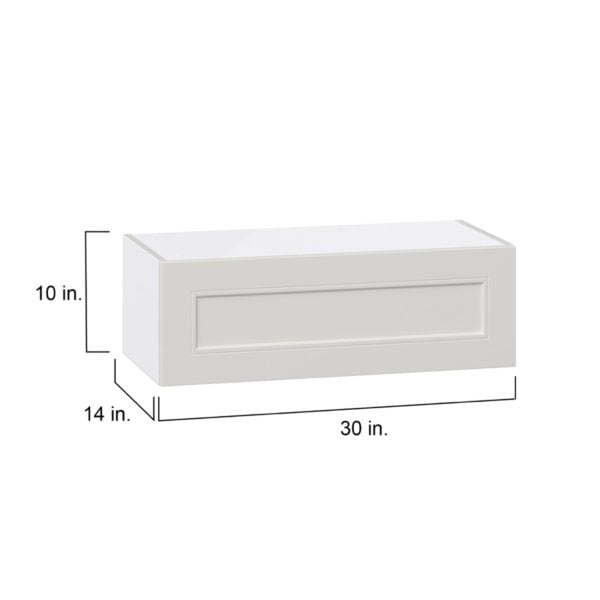 Wisteria Painted Light Gray Recessed Assembled Wall Bridge Cabinet with Lift Up Door (30 in. W X 10 in. H X 14 in. D)