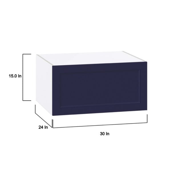 Camellia Painted Midnight Blue Recessed Assembled Deep Wall Bridge  Cabinet with Lift Up Door (30 in. W x 15 in. H x 24 in. D)