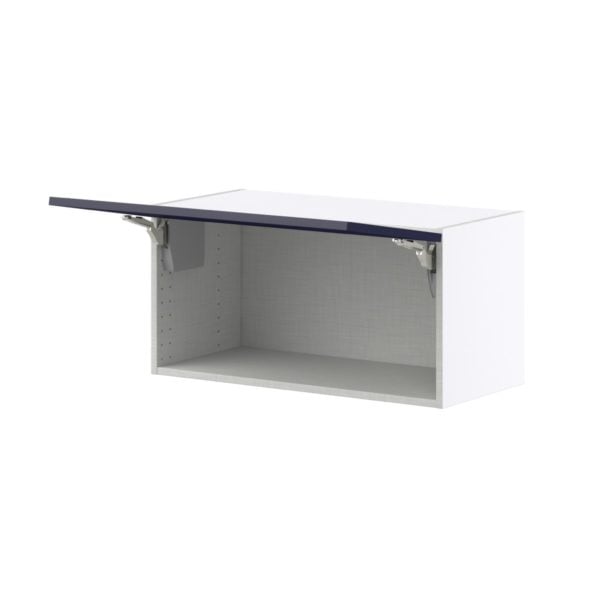 Camellia Painted Midnight Blue Recessed Assembled Wall Bridge  Cabinet with Lift Up Door (30 in. W x 15 in. H x 14 in. D)