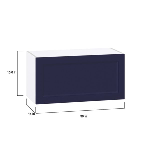 Camellia Painted Midnight Blue Recessed Assembled Wall Bridge  Cabinet with Lift Up Door (30 in. W x 15 in. H x 14 in. D)