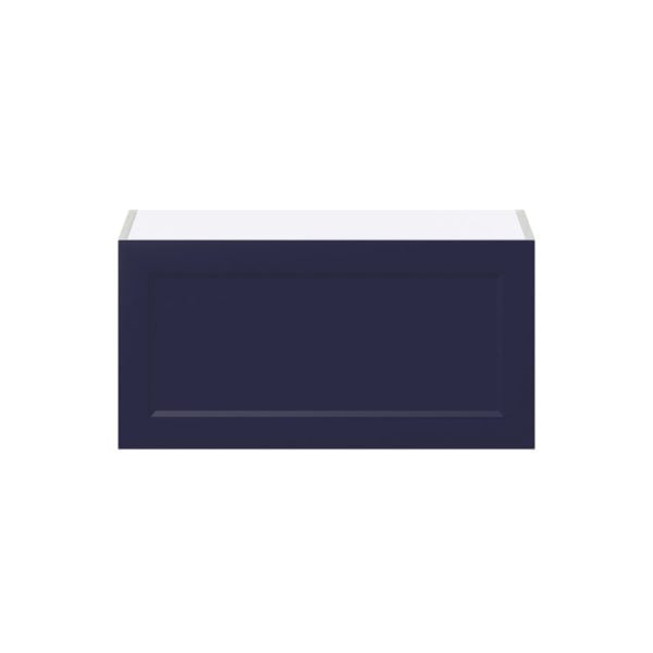 Camellia Painted Midnight Blue Recessed Assembled Wall Bridge  Cabinet with Lift Up Door (30 in. W x 15 in. H x 14 in. D)