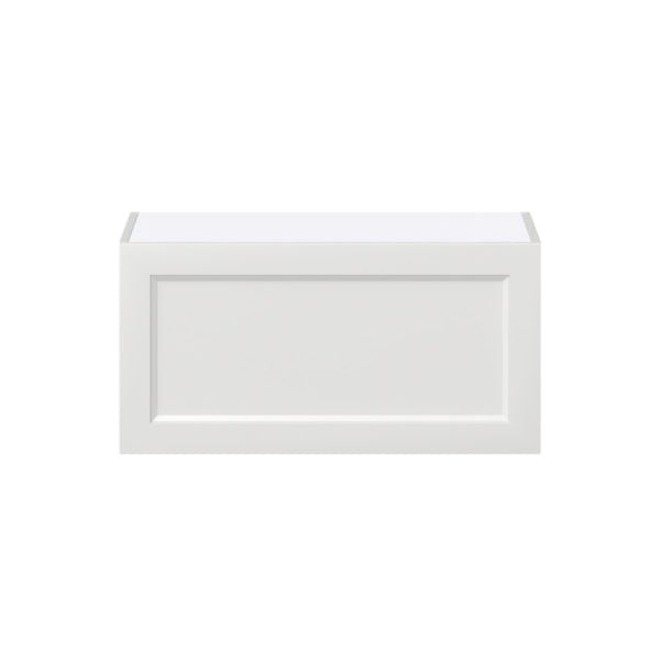 Magnolia Painted Bright White Recessed Assembled Wall Bridge  Cabinet with Lift Up Door (30 in. W x 15 in. H x 14 in. D)