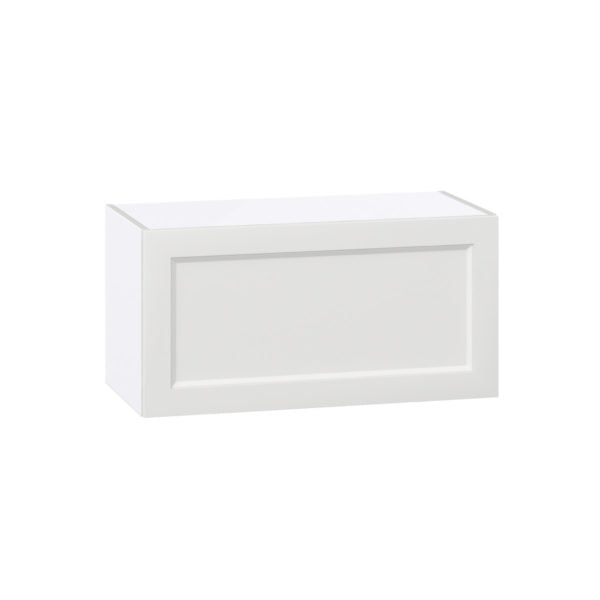 Magnolia Painted Bright White Recessed Assembled Wall Bridge  Cabinet with Lift Up Door (30 in. W x 15 in. H x 14 in. D)