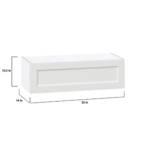 Magnolia Painted Bright White Recessed Assembled Wall Bridge  Cabinet with Lift Up Door (33 in. W X 10 in. H X 14 in. D)