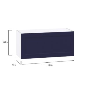 Camellia Painted Midnight Blue Recessed Assembled Wall Bridge  Cabinet with Lift Up Door (33 in. W X 15 in. H X 14 in. D)