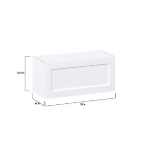 Dahlia Bright White  Shaker Assembled Wall Bridge  Cabinet with Lift Up Door (33 in. W X 15 in. H X 14 in. D)