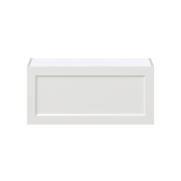 Magnolia Painted Bright White Recessed Assembled Wall Bridge  Cabinet with Lift Up Door (33 in. W X 15 in. H X 14 in. D)