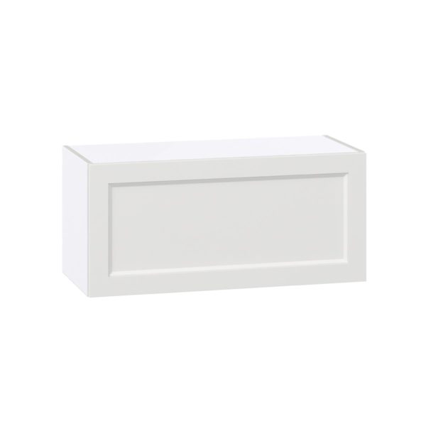 Magnolia Painted Bright White Recessed Assembled Wall Bridge  Cabinet with Lift Up Door (33 in. W X 15 in. H X 14 in. D)