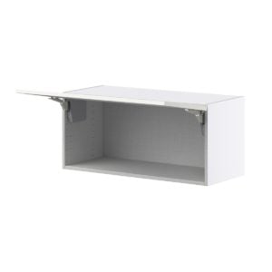 Wisteria Painted Light Gray Recessed Assembled Wall Bridge  Cabinet with Lift Up Door (33 in. W X 15 in. H X 14 in. D)