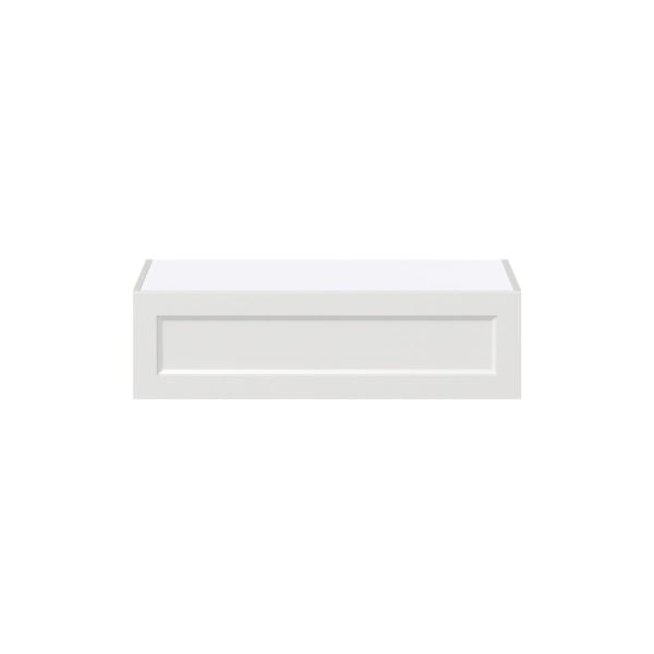 Magnolia Painted Bright White Recessed Assembled Deep Wall Bridge Cabinet with Lift Up Door (36 in. W X 10 in. H X 24 in. D)